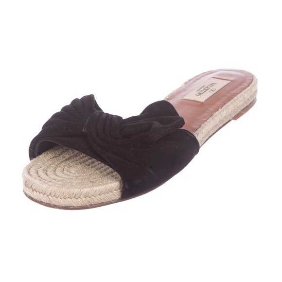 LADIES SUEDETTE KNOT ESPADRILLE SLIDERS